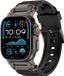 Strap-it Luxe 'Adventurer' siliconen band - Zwart met zwarte connectors - Geschikt voor Apple Watch 44/45/46/49mm