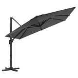 SONGMICS Parasol 290 x 290 cm, zweefparasol, tuinparasol, uv-bescherming UPF 50+, 360° draaibaar, hellingshoek verstelbaar, met standaard, bevestigingsriemen en afdekking, rookgrijs GPU039G01