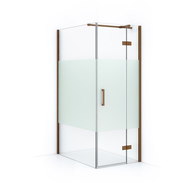 Maxaro Douchecabine Diamond 120x80cm 8mm Helder Veiligheidsglas met Matte Strook Koper