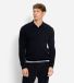 OLYMP Casual Modern Fit Gebreide Polo Katoen - Structuur - Lange Mouw - Marine Blauw