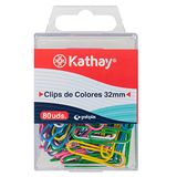 Kathay 86400599 Paperclips, 80 stuks, verschillende kleuren, 32 mm, nikkel, gelamineerd