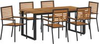 vidaXL Tuinset, 7-delig, zwart, massief acaciahout