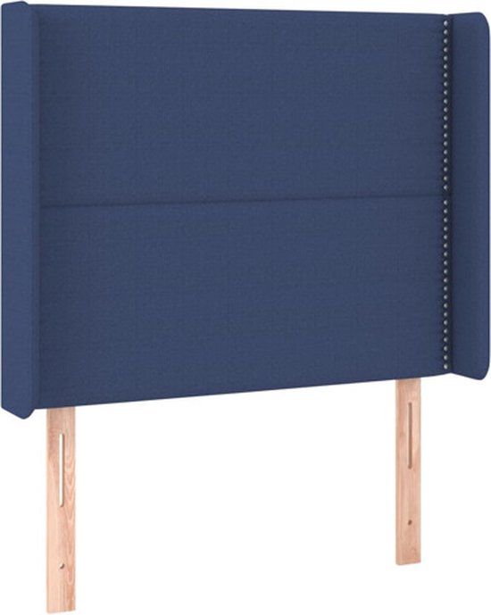 vidaXL Hoofdbord met randen 103x16x118/128 cm stof blauw