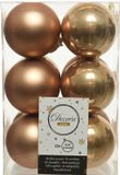 Decoris Kerstballen - 12x stuks - camel bruin - D6 cm - kunststof - mat/glans