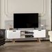 Merkloos Tv meubel – Tv kast – Tv dressoir – Lowboard – Mediameubel – Wit – 150x39x50 cm