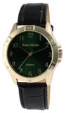 Alain Miller Herenhorloge van zwart kunstleer, lengte 24 cm, klassiek design voor alle mannen