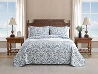 Tommy Bahama King Quilt Set, Soft & Reversible Woven Bedding with Matching Pillowcases, Medium Weight for Year Round Comfort, 3 Piece Bed Set (Cape Verde Smoke)