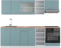 Vicco R-Line Complete keukeneenheid – 240 cm, WB Eik Blauw-grijs/wit