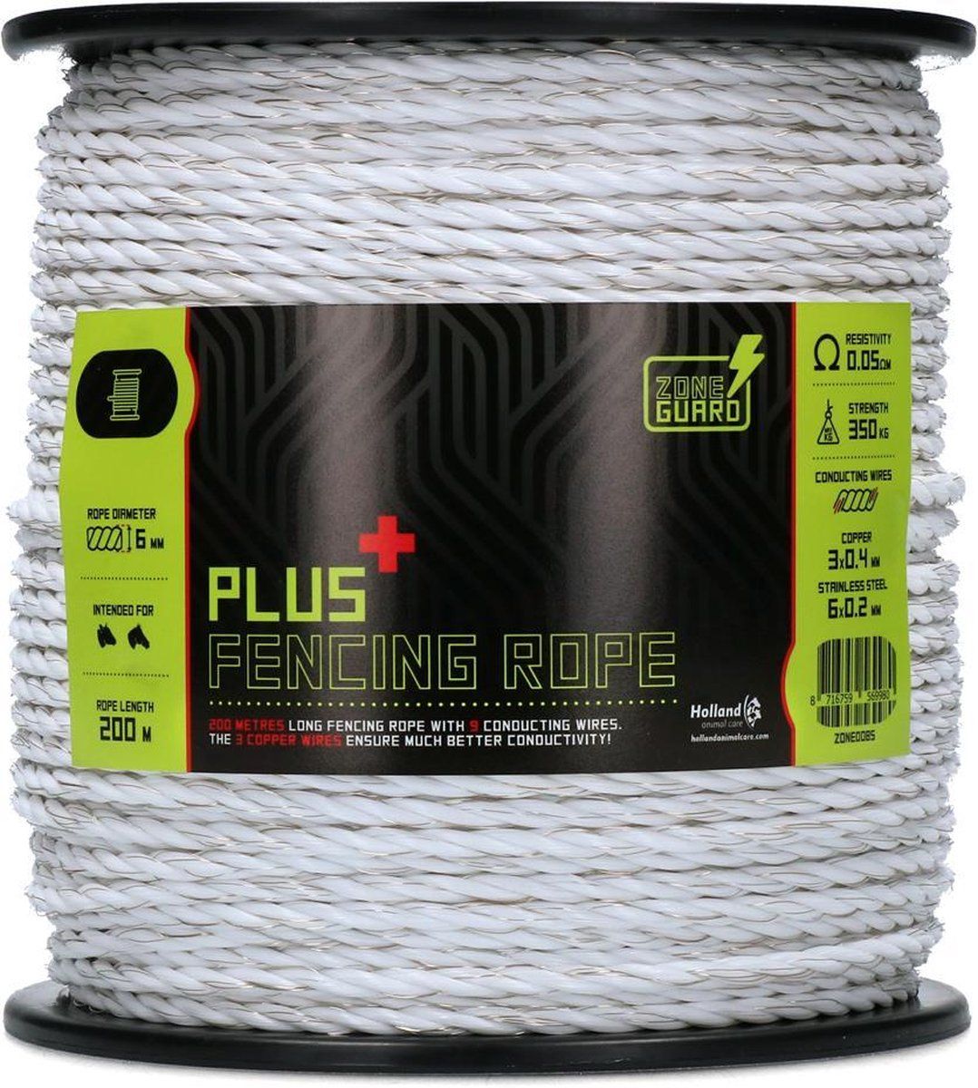 ZoneGuard 6 mm Plus afrasteringskoord wit 200 m
