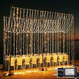 Merkloos / Sans marque 600 LED Gordijnverlichting 6 m x 3 m met 9 Modi - Warm Witte Kerstverlichting voor Binnen en Buiten
