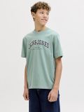 JACK&JONES Jongens JJECALEB VARSITY TEE SS O-NECK NOOS JNR T-shirt Mineral Blue Baumwolle Größe 128