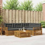 vidaXL Hoek loungeset 5-delig Acacia Hout Natuurlijk en Antraciet