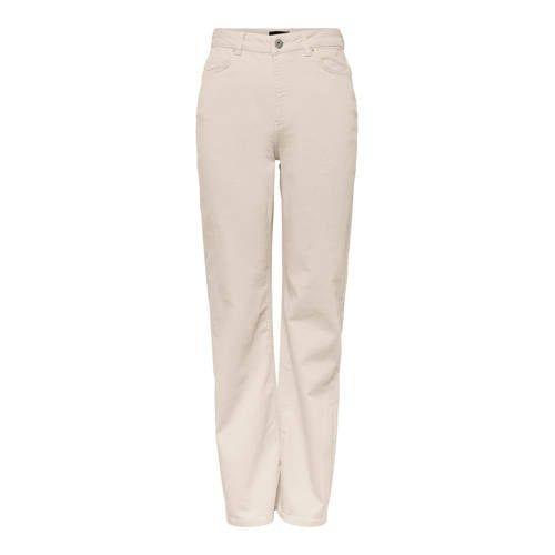 PIECES PCHOLLY High Waist Wide Leg Jeans - Ecru