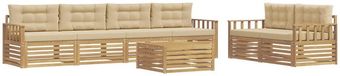 vidaXL - Bank loungeset - 6 zitplekken - Polyester - Wit en Beige