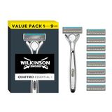 Wilkinson Sword Quattro Titanium scheersysteem, heren, handvat en 9 navulmesjes