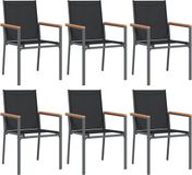 vidaXL Tuinstoelen, 6 stuks, zwart, 55 x 61,5 x 90 cm, textiel en staal