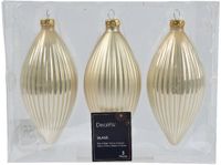 Decoris Kaemingk Olijf glas d6h13 cm parel 3st kerst Decoris