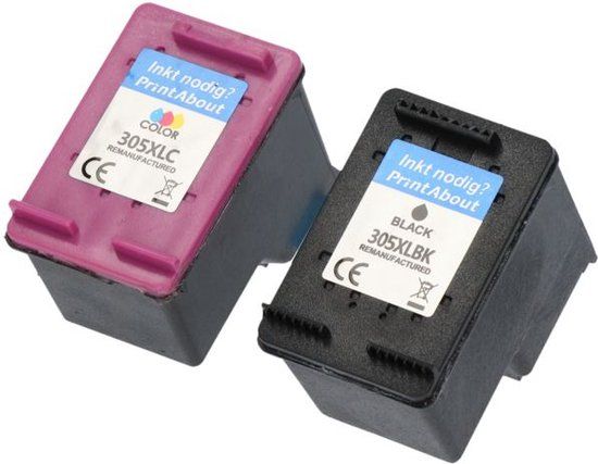 PrintAbout Huismerk HP 305 (6ZD17AE) Inktcartridge Zwart + 3 kleuren Voordeelbundel - Compatible