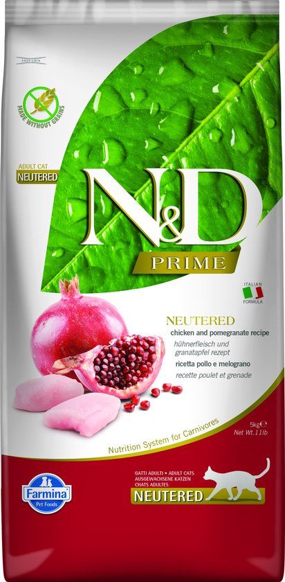 Farmina Natural & Delicious Prime - Kattenvoer - Kip - Granaatappel - Gesteriliseerde Katten - 5 kg