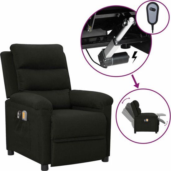 vidaXL Massagestoel elektrisch stof zwart