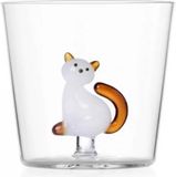 Ichendorf Milano Waterglas Tabby Cat Zittende Poes Wit/Amber