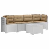 vidaXL 4-Zits Tuin Sofa met Kussens Rieten Look PP Wit