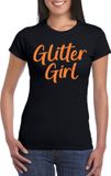 Bellatio Decorations Verkleed T-shirt voor dames - glitter girl - zwart - glitter and glamour - carnaval/themafeest XL