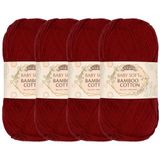 JubileeYarn Babykatoenen garen, zacht, 50 g/kluwen, donkerrood, 4 bollen