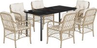 vidaXL 7-delige Tuinset met Kussens, Beige, van Polyrotan