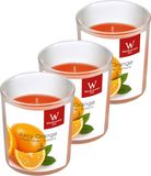 Trend Candles Geurkaars - 3x - in glas - Sinaasappel aroma - 25 branduren - 7 x 8 cm