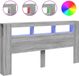 vidaXL Hoofdeinde met LED 200x18,5x103,5 cm bewerkt hout grijs sonoma