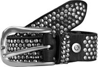 b.belt Leren riem Zoe Silver Stud Belt W85 Black zwart