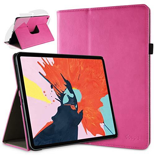 doupi Deluxe beschermhoes voor iPad Pro 11 inch (2018), smart case sleep/wake-functie, 360 graden draaibaar, beschermhoes, standaard, cover, tas, roze