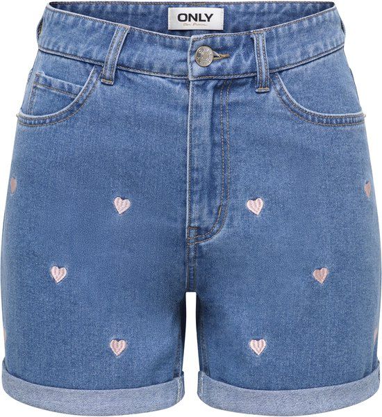Only Broek Onlvega Hw Embroidery Dnm Shorts Gu 15370813 Medium Blue Denim Dames Maat - L