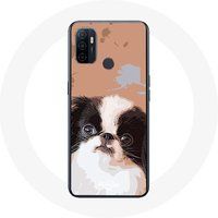 Maniacase Hoesje voor Oppo A53 Japanse Spaniël Zwart Wit Hondenras