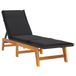 VidaXL Ligbed met kussen, poly rattan en massief acaciahout, zwart/bruin