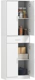 HOMCOM Keukenkast - Spaanplaat - MDF - Wit - 60L x 35B x 180H cm