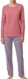 Ammann Dames pyjama Mix & Match lange mouw geruit 100% katoen mauvewood S