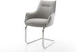 Alja-Flex Chaise de conférence avec accoudoir, modèle luge, acier inoxydable, tissu doux texturé, gris, noyau à ressorts ensachés