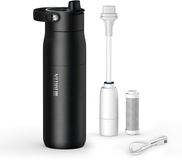 BRITA LARQ iQ Digitale Waterfilterfles Zwart - 680 ml - RVS Drinkfles met hydratatie tracking app, actieve koolstofwaterfilter & UV-C