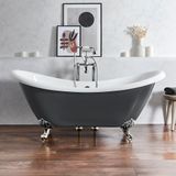 Hudson Reed Oxford Baignoire sur pieds avec deux dossiers Classique 175cm x 73cm - Dark Charcoal (Gris), avec pieds de baignoire chromés