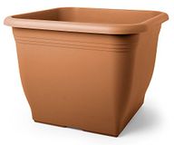 Floralo Salo bloempot 48 cm x 48 cm, 38 cm hoog, terracotta, weerbestendige plantenbak van uv-bestendig kunststof, bruin