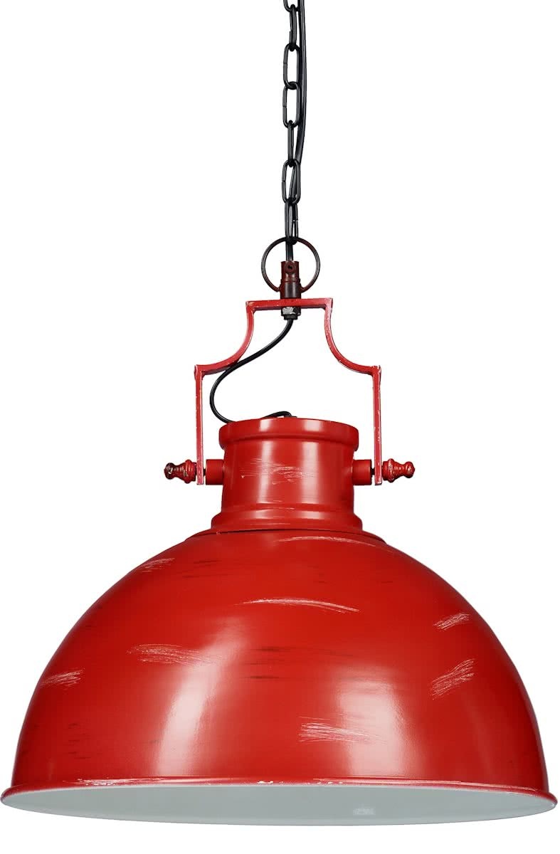 Relaxdays - hanglamp industrieel ijzer - rood zwart - kantelbaar - plafondlamp