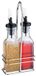 APS Olie en azijn set - 2 glazen flessen 120 ml - Chroom houder met druppelvrije schenktuit