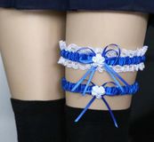 New Age Devi Thuis in Waren B.V. Kousenband - Bruiloft Lingerie - Stretch - Fel Blauw