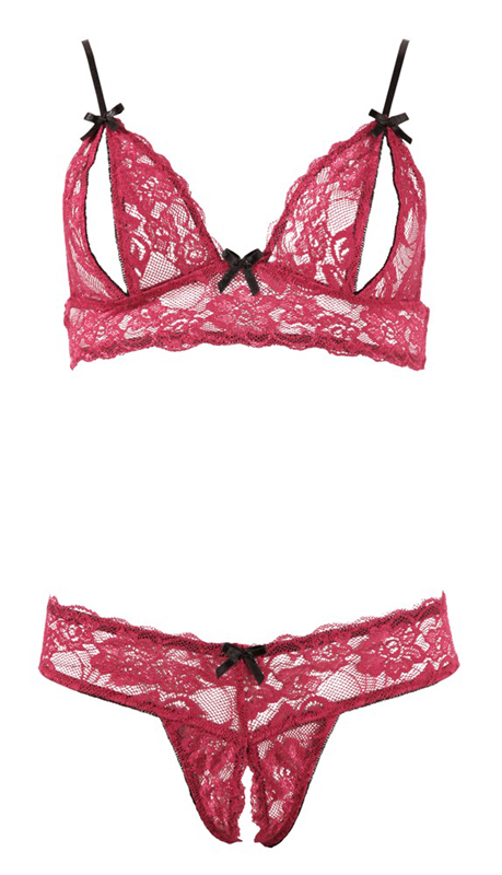 Cottelli Collection Rood Lingerie Setje Met Open Cups Large