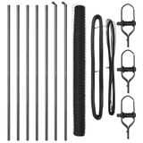 vidaXL - zeshoekig - gaashek - met - grondbevestiging - 10 - x - 1,5 - m - Grijs - Mesh