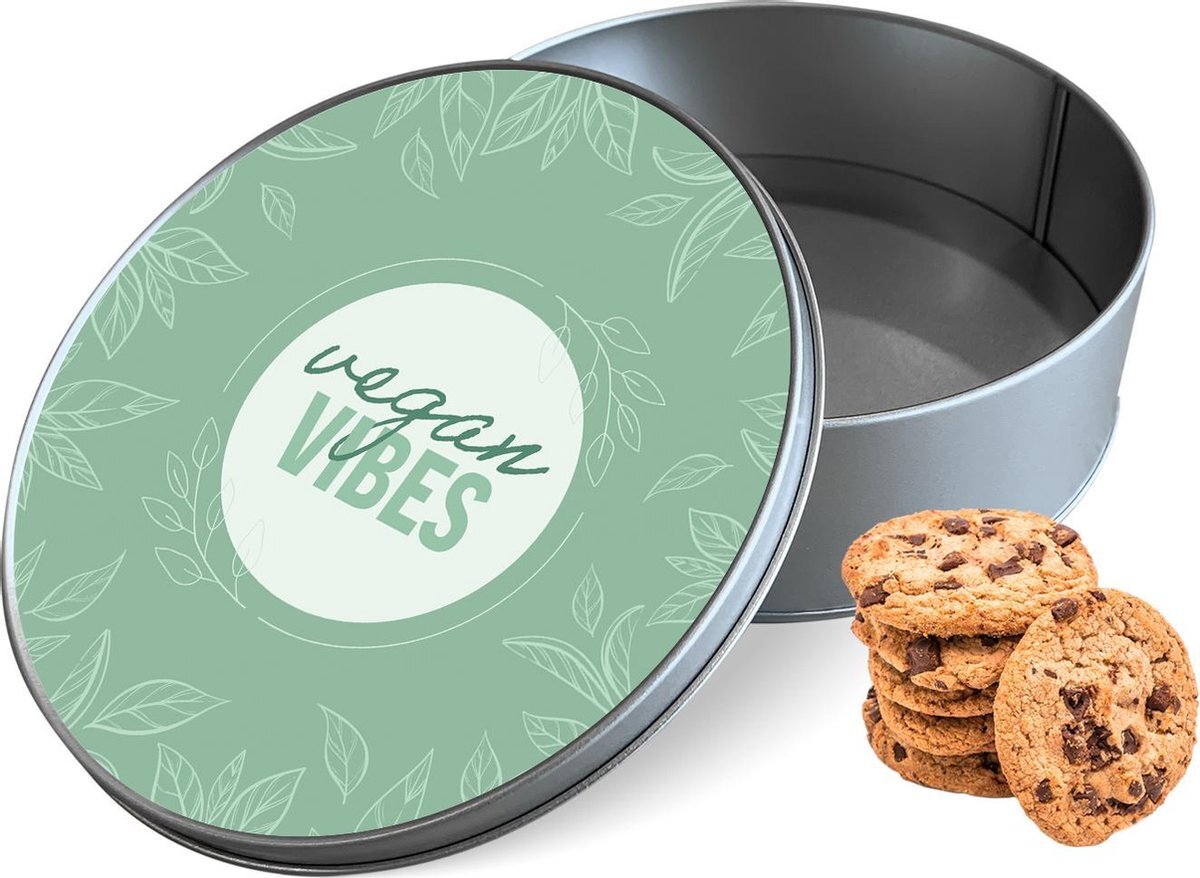 qMust Koektrommel Vegan Vibes Rond - Bewaarblik 15x15x5 cm