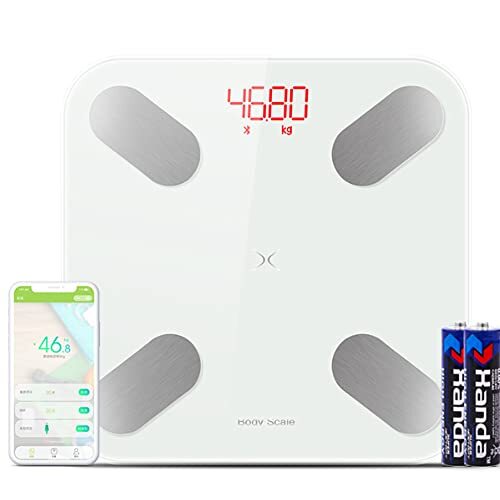 ZTBGY Smart Body Fat Schalen, Bluetooth Digitale Badkamer Schalen Lichaamsvet BMI voor Lichaamsgewicht Lichaamssamenstelling Analyzer Monitor met 23 Essentiële Kenmerken Lichaamsvet/Lichaamsgewicht/Visceraal Vet (Wit)