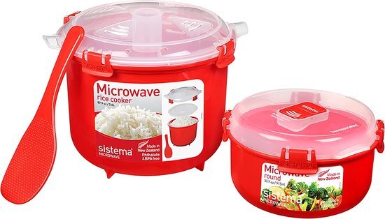 Sistema Magnetron rijstkoker (2,6 liter) & ronde magnetron voedselcontainer (915 ml) | BPA-vrij
